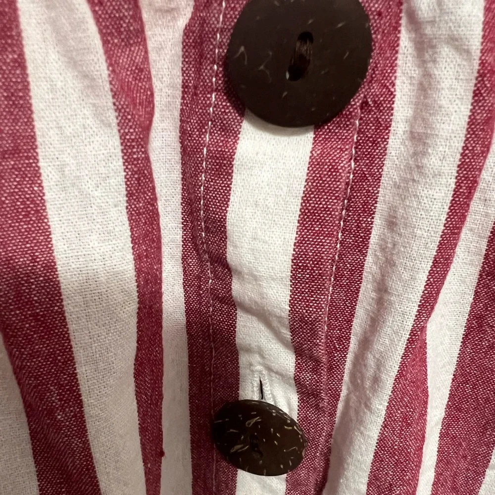 EUC Eloquii Size 16 Rust Red Stripe front tie Cotton Dress - Picture 4 of 5